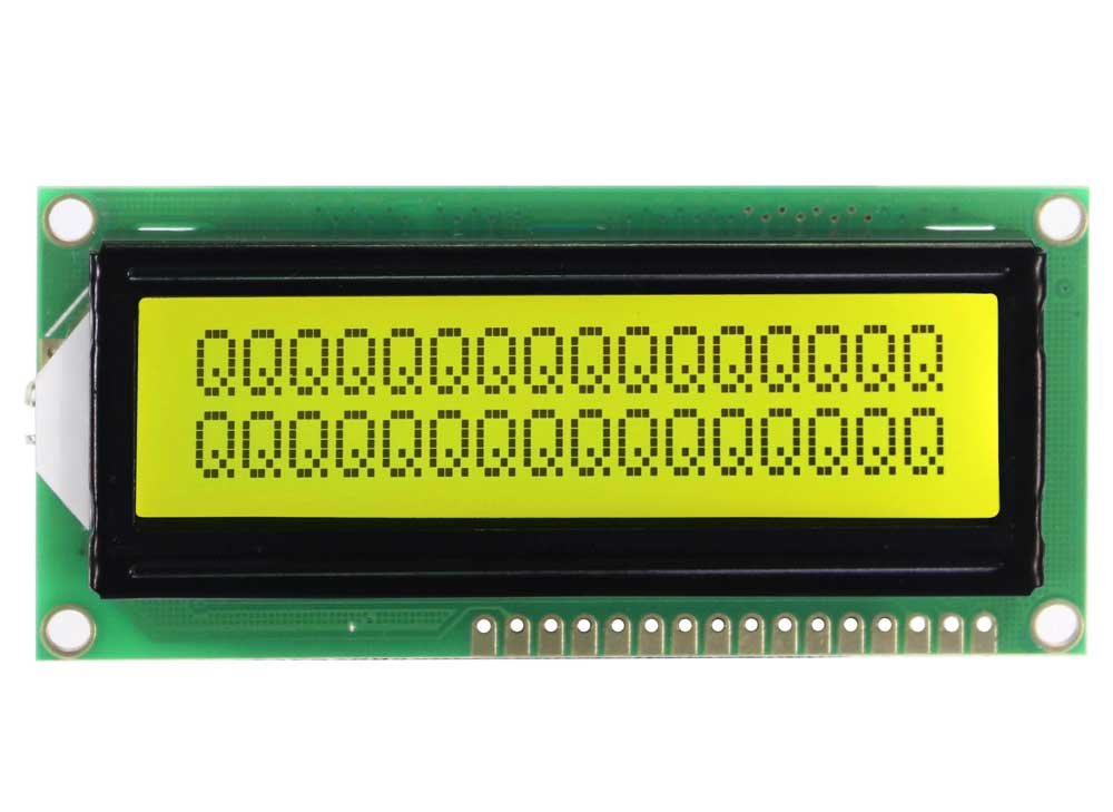20 by 2 Character STN Positive Display Yellow Background Black Letters COB LCD Module